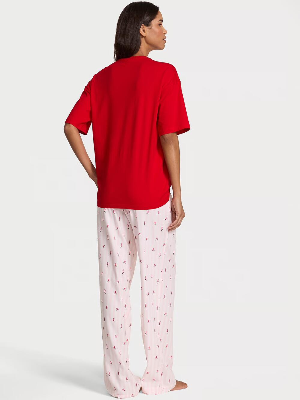 Розмір S Flannel Short-Sleeve Long Tee-Jama Set  (7HGI) 