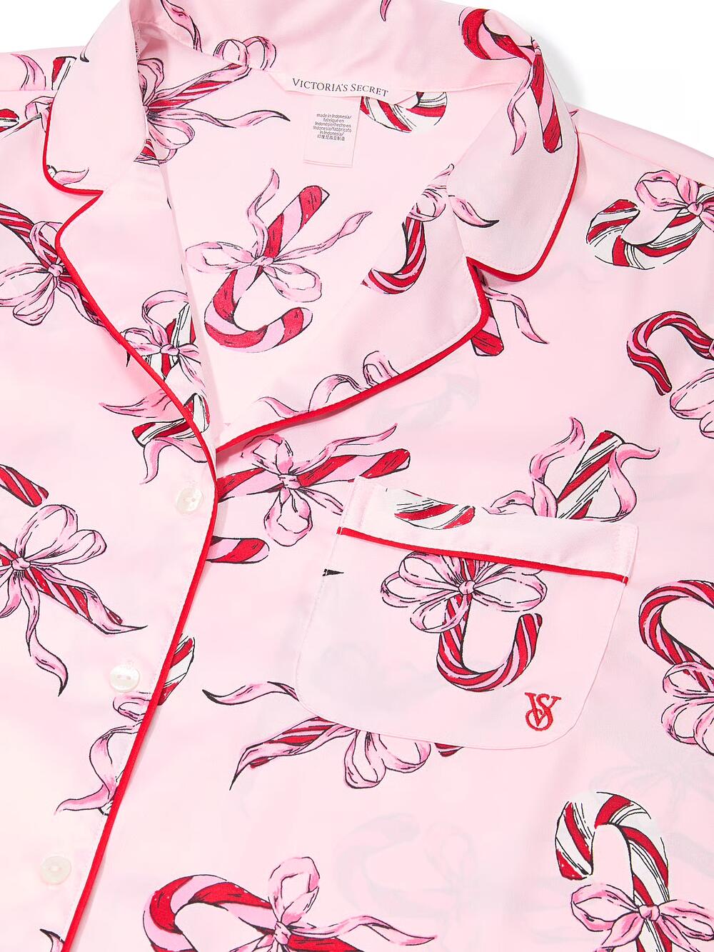 Розмір S Glazed Satin Long Pajama Set (7E7X) 