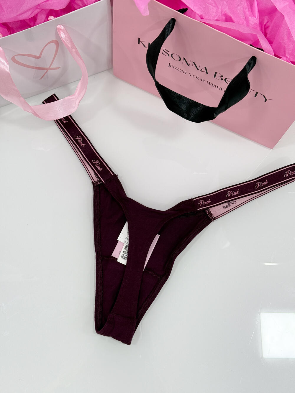 Трусики Logo Cotton High-Leg Micro Thong розмір L wine