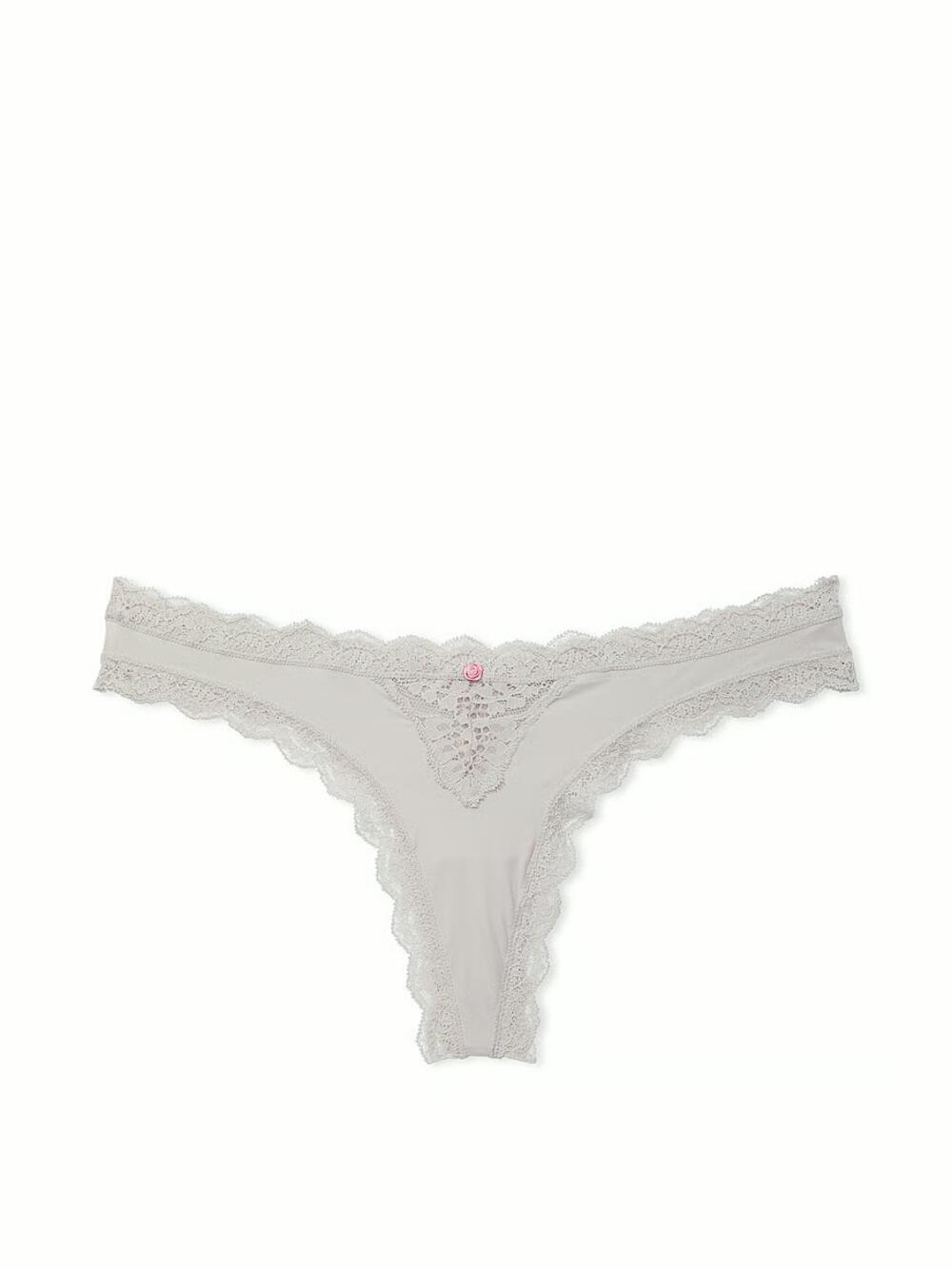 Lace-Trim Thong Panty розмір L Silver Pearl (83B2) 
