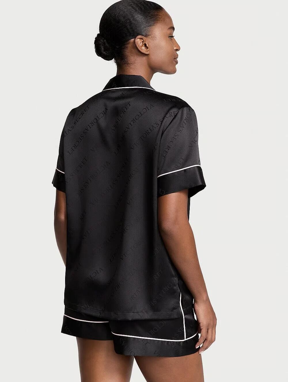 Розмір S Satin Short Pajama Set Black