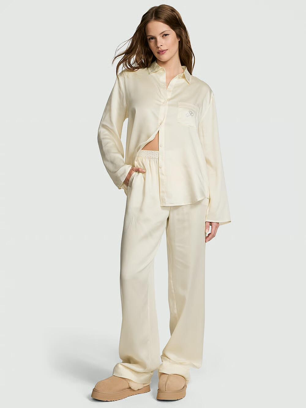 Розмір S Silky Sleep Shine Long Pajama Set Creamer 