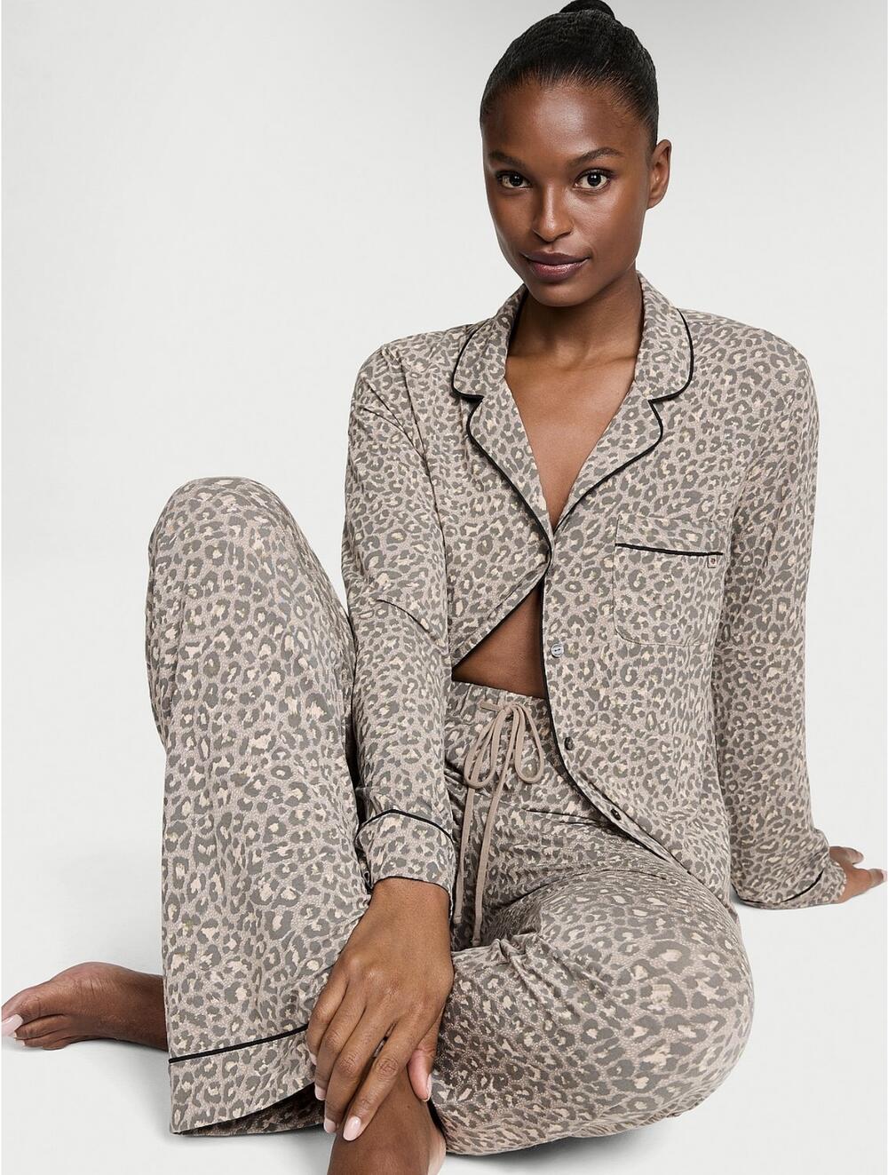 Розмір М Модалова піжамка зі штанами Modal Long PJ Set леопард 