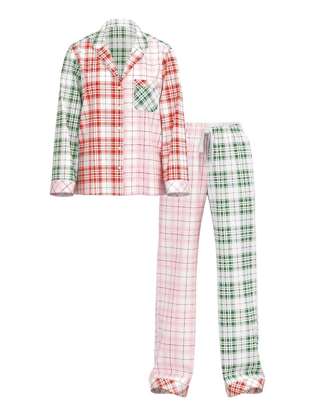 Розмір S Flannel Long Pajama Set Festive Plaid
