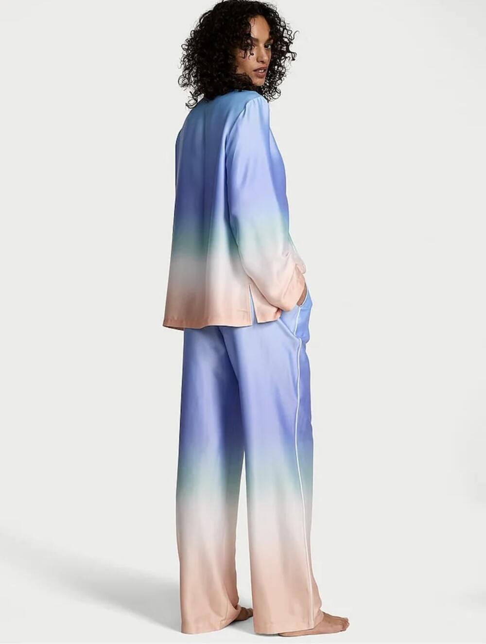 Розмір S Піжама сатинова Glazed Satin Ombré Long Pajama Set