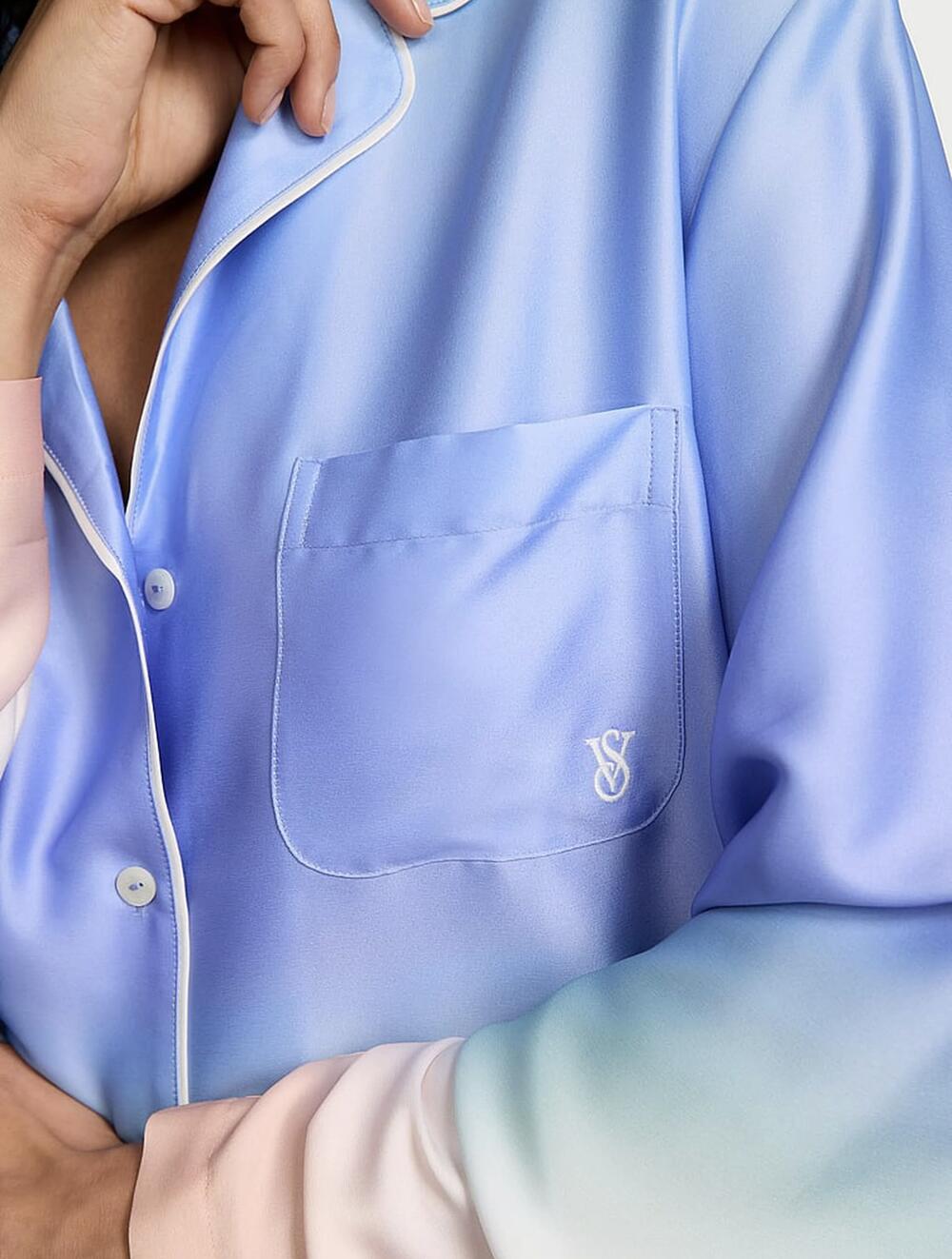 Розмір S Піжама сатинова Glazed Satin Ombré Long Pajama Set