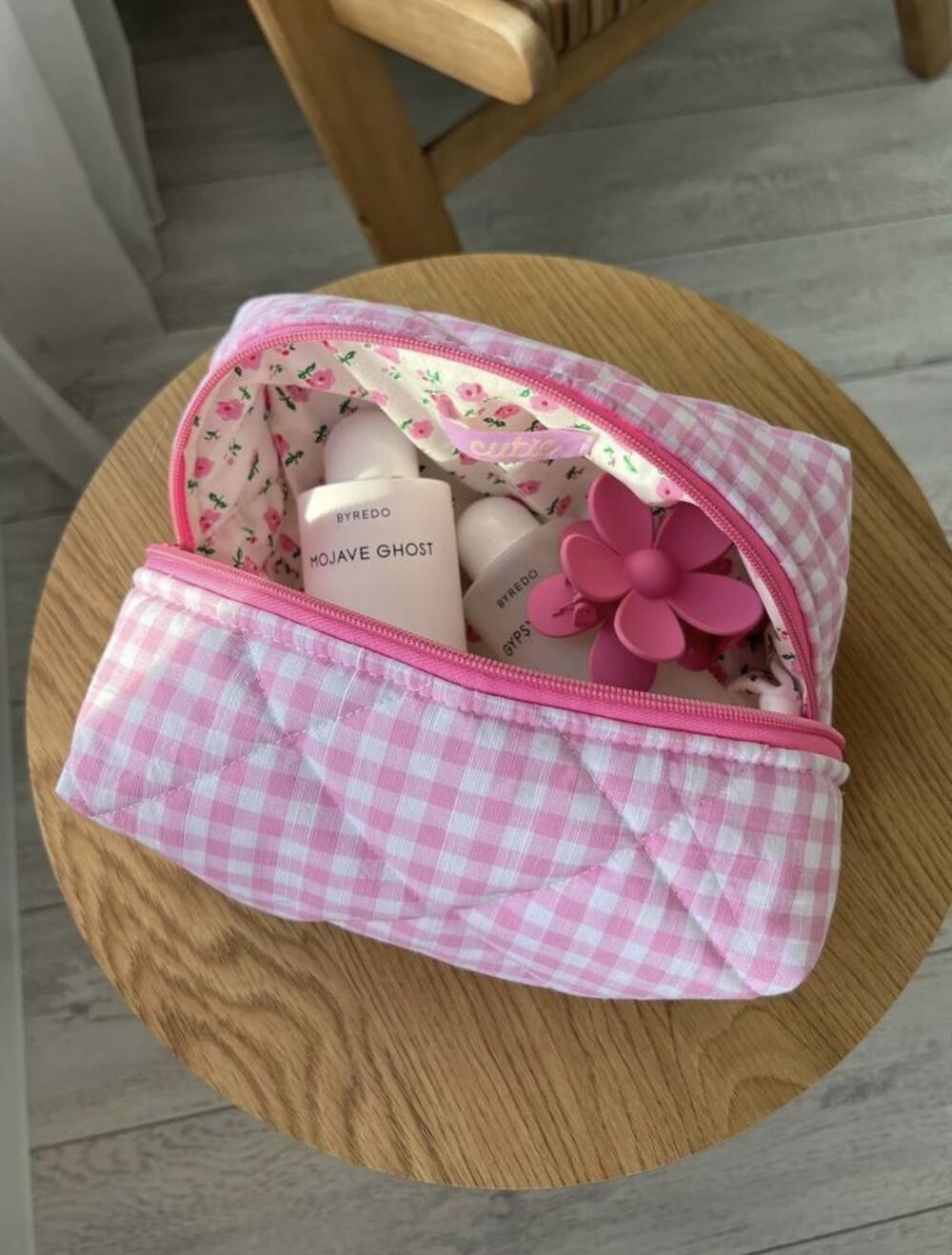 Косметичка у клітинку фуксія, mini 