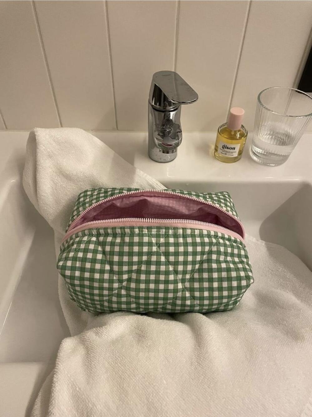 Косметичка у клітинку зелена, medium