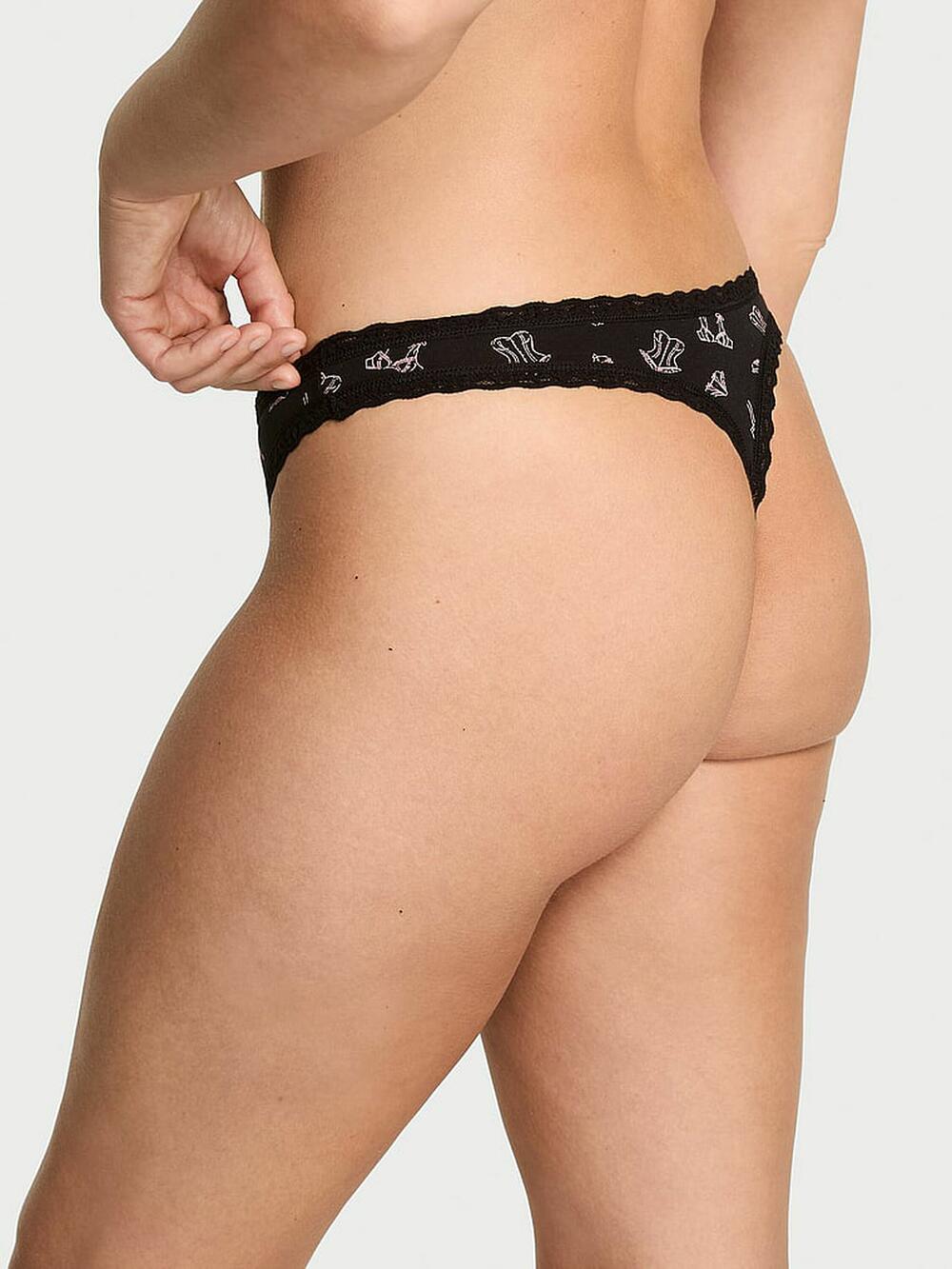 Cotton Lace-Waist Thong розмір S Black Sketch Lingerie (7CIA)
