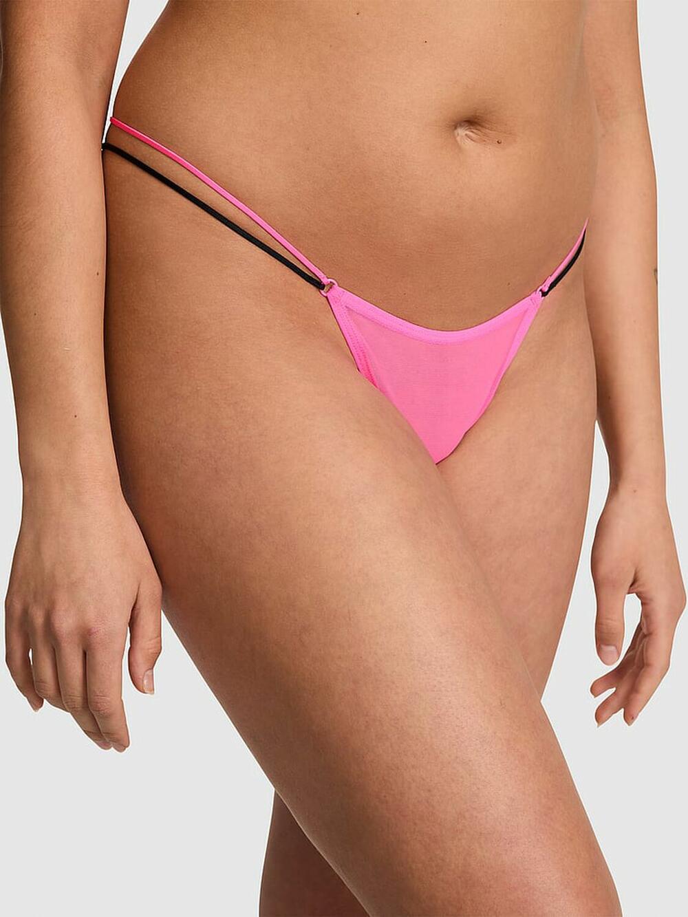 Logo Mesh Strappy Micro Thong Panty розмір S Radiant Rose (76ZO) 