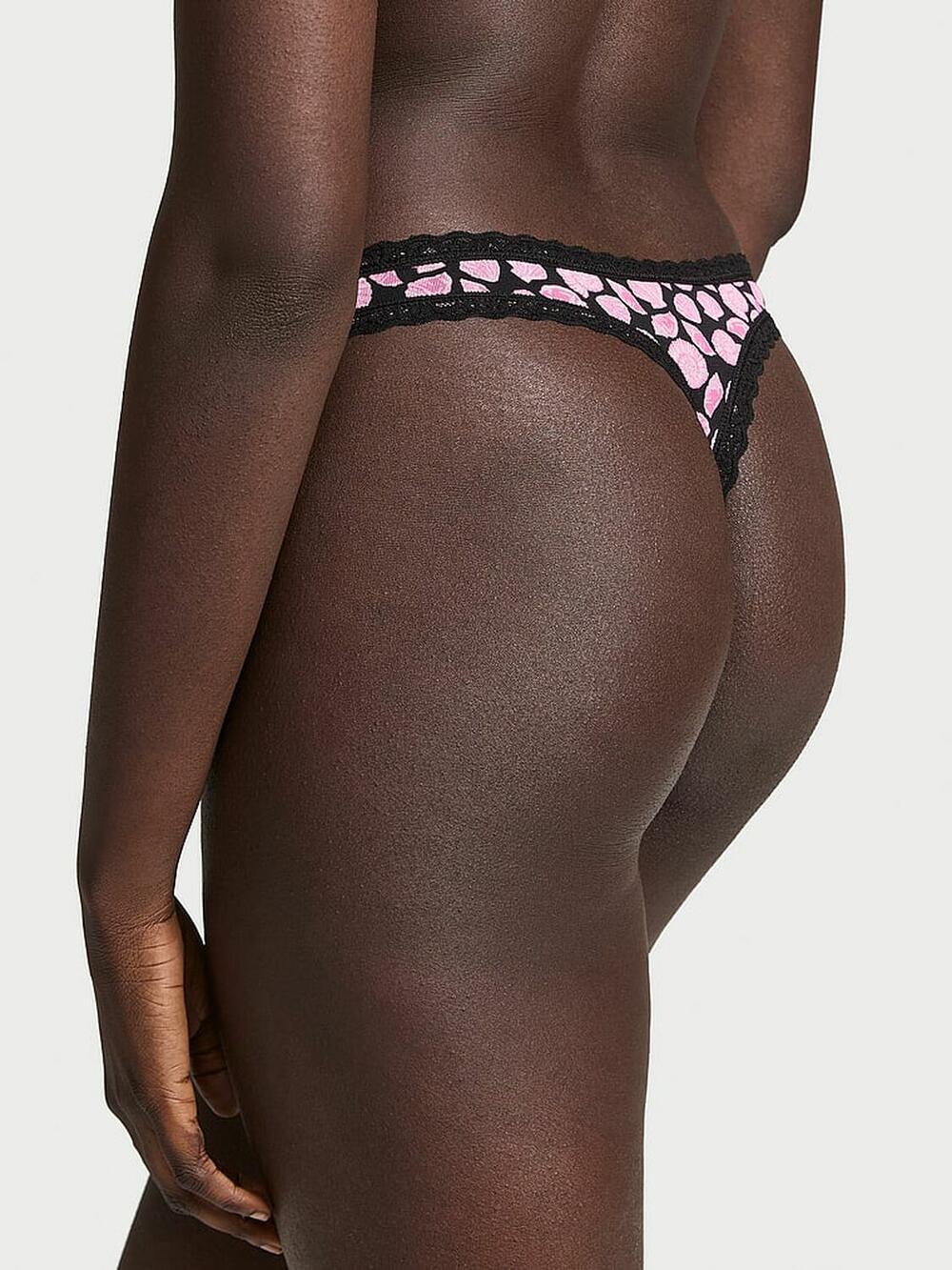 Cotton Lace-Waist Thong розмір S Black & Pink Seashells (7B64)