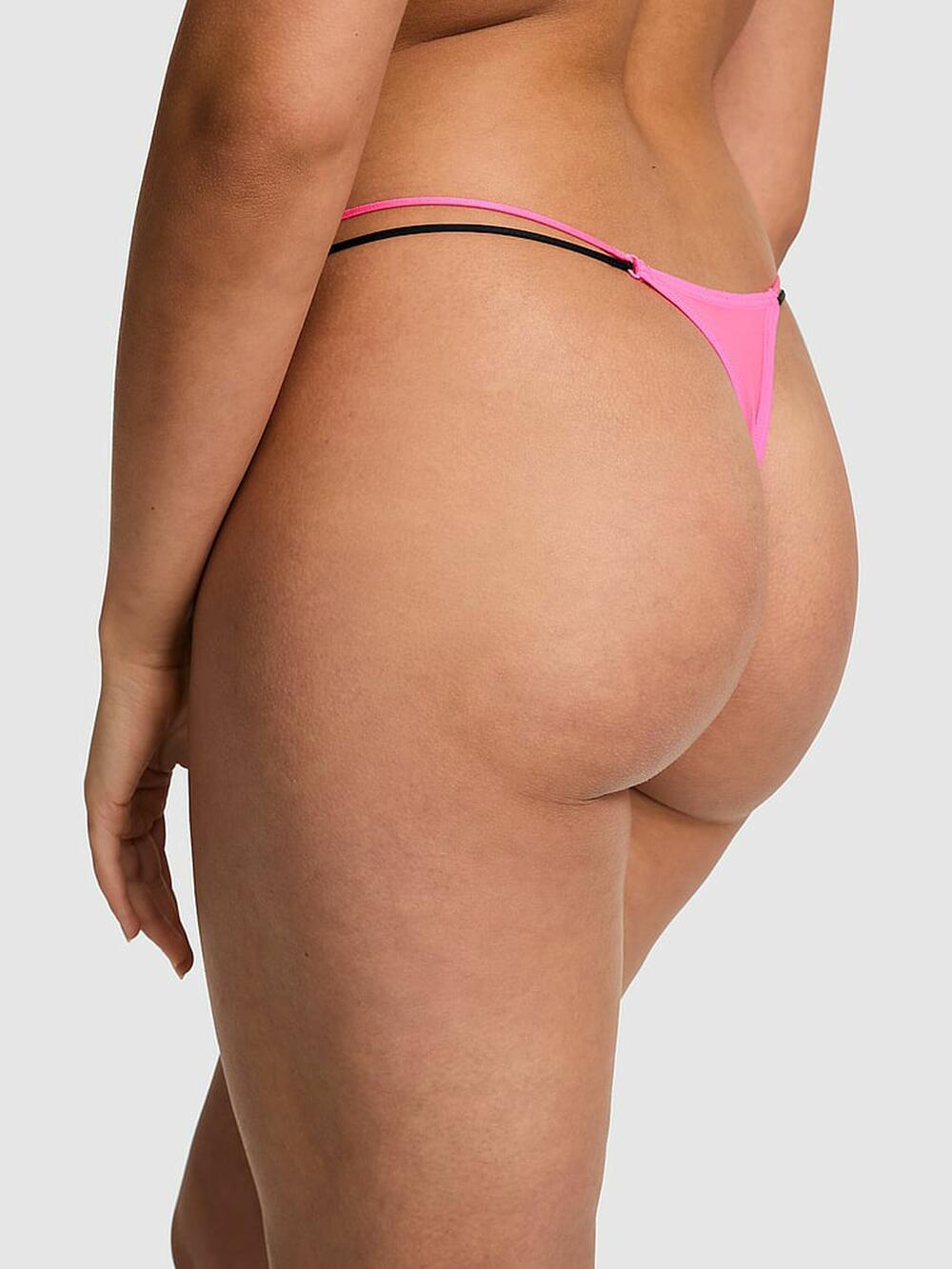 Logo Mesh Strappy Micro Thong Panty розмір S Radiant Rose (76ZO)