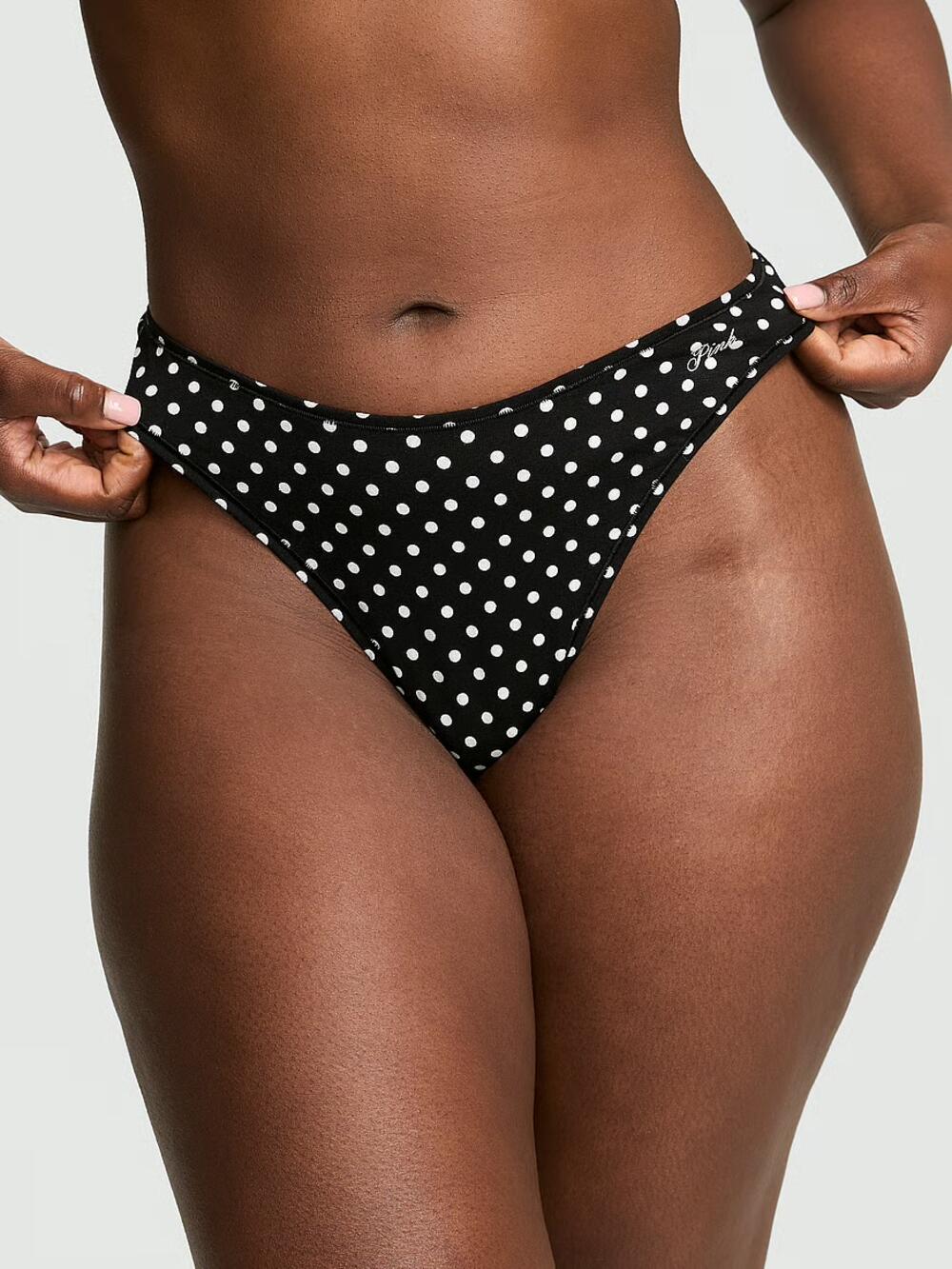 Cotton High-Leg Thong Panty розмір М Black White Dot Print (77JK) 