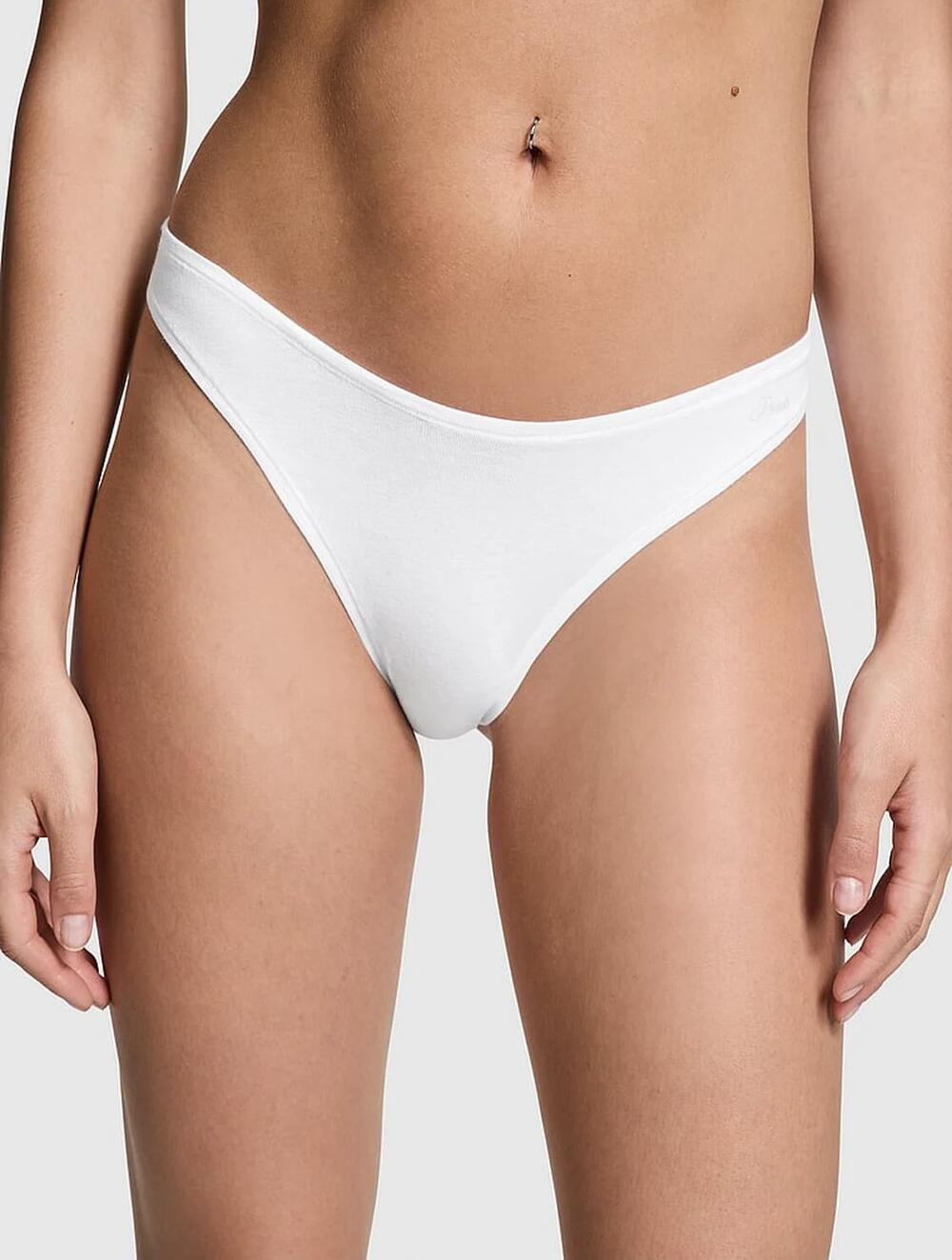 Cotton High-Leg Thong Panty розмір М VS White (95D1) 