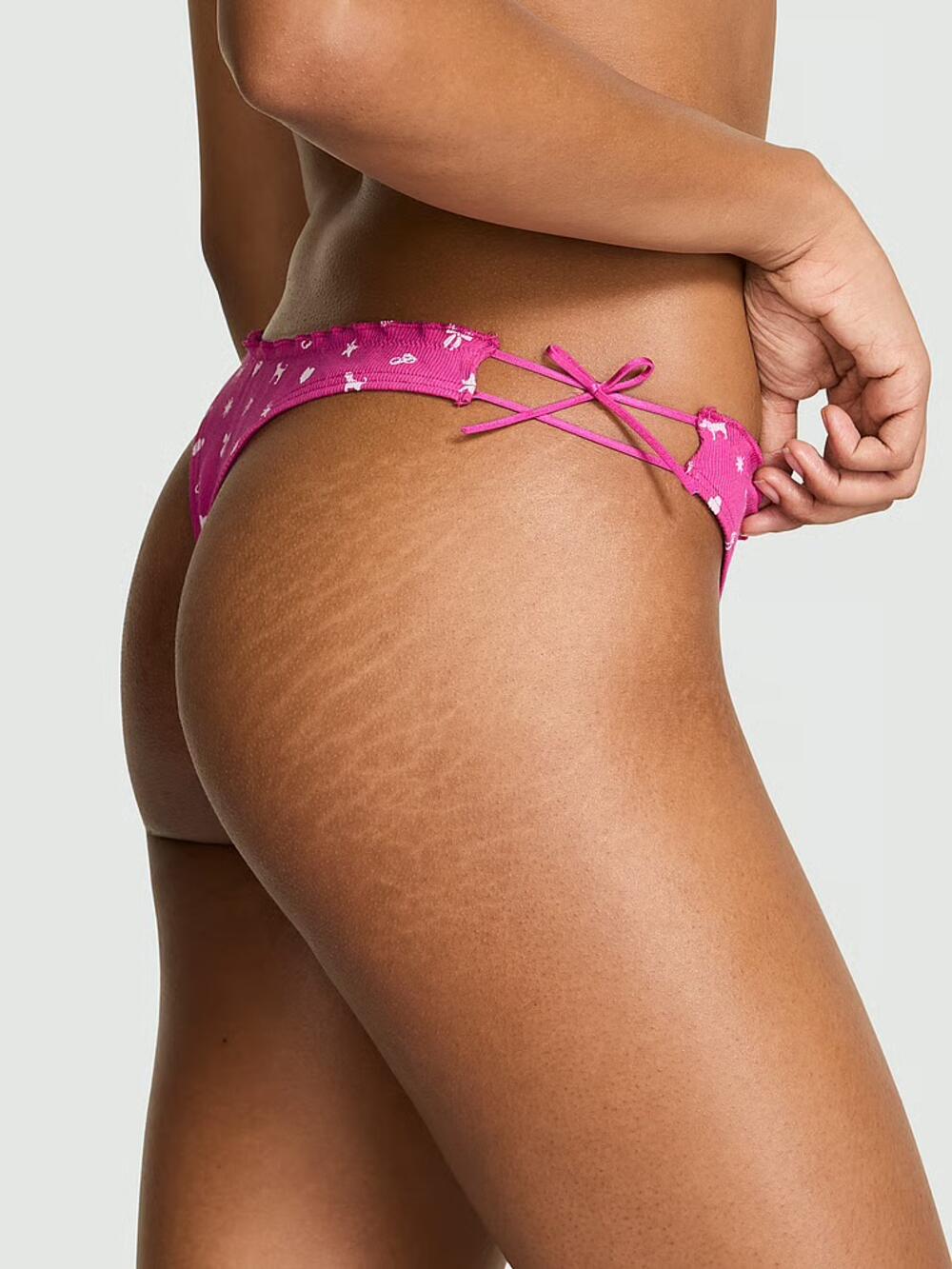 Cotton Side-Tie Thong Panty розмір S Pink Fire Heritage Icon Print (7K3M)