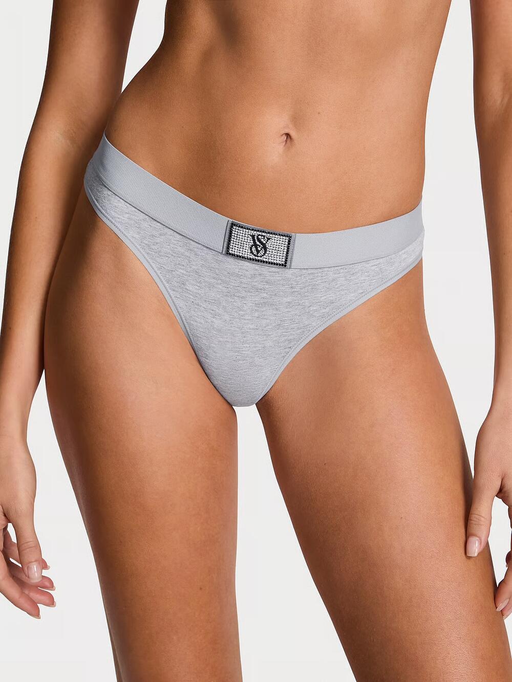 Logo Cotton Shine Patch Thong Panty розмір S Medium Heather Grey (1NG0) 