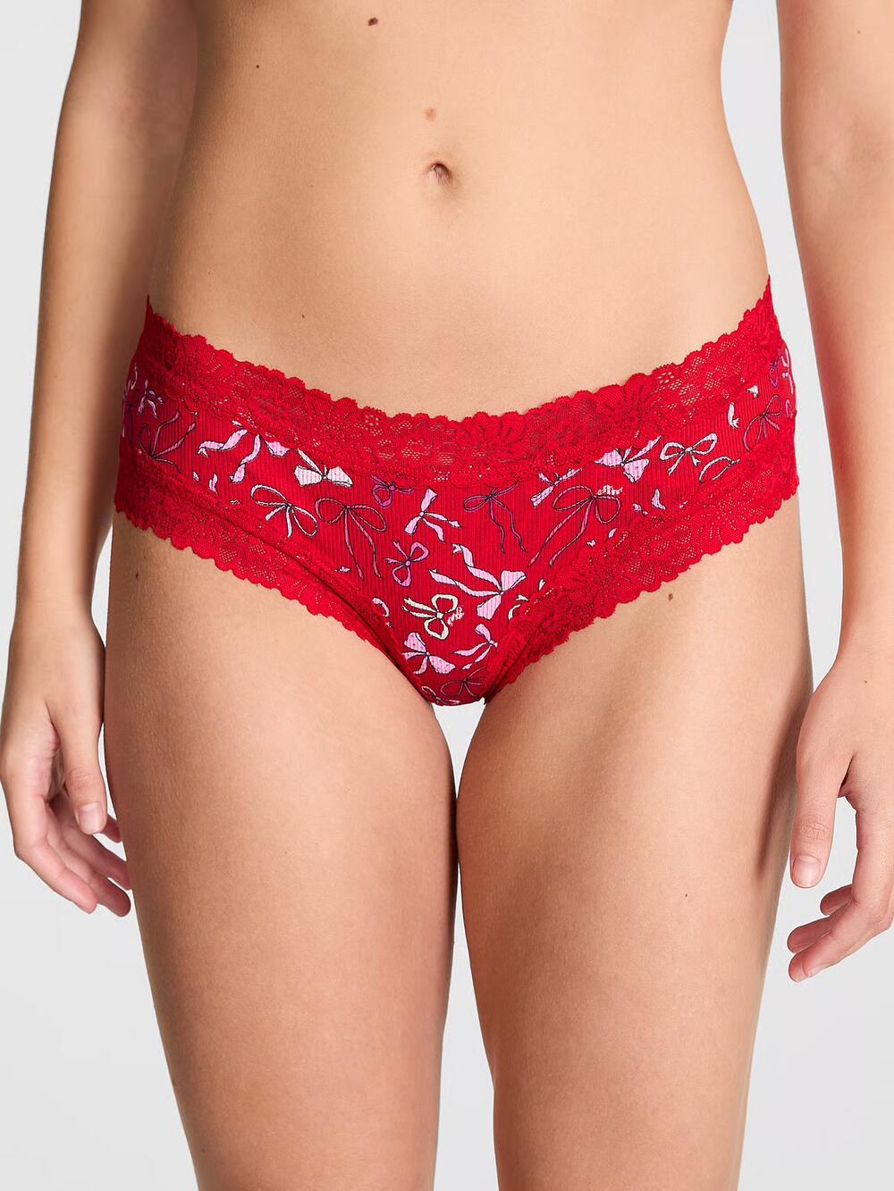 Wink Lace-Trim Cheeky Panty розмір М Bright Vermillion Bow Print (7EP2) 
