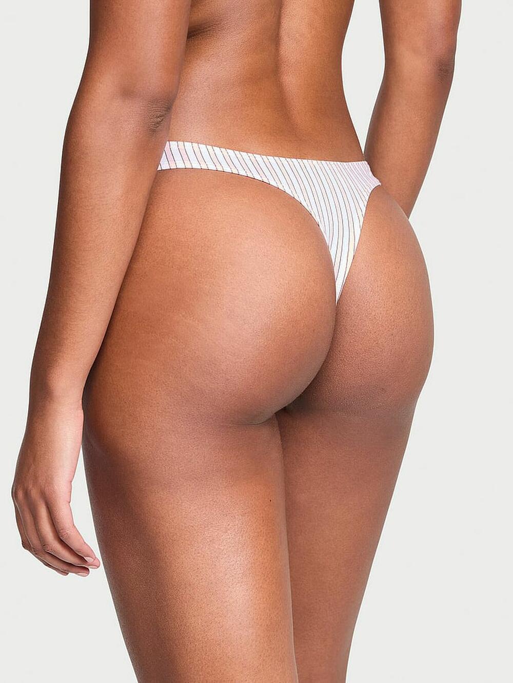 Stretch Cotton High-Leg Scoop Thong Panty розмір М Purest Pink Stripes (64ZO) 