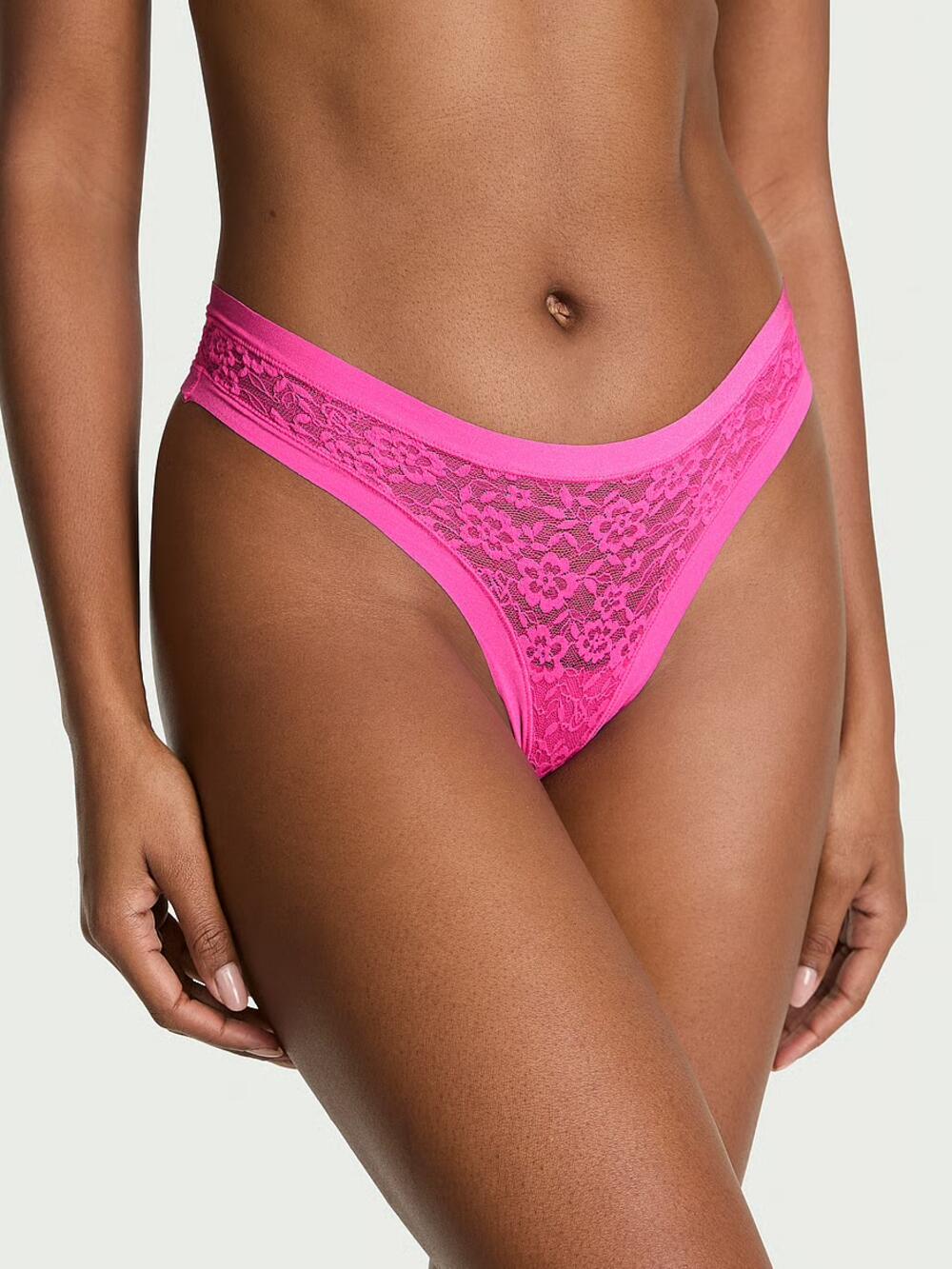 No-Show Lace Thong Panty розмір M Ultra Pink (00T2) 