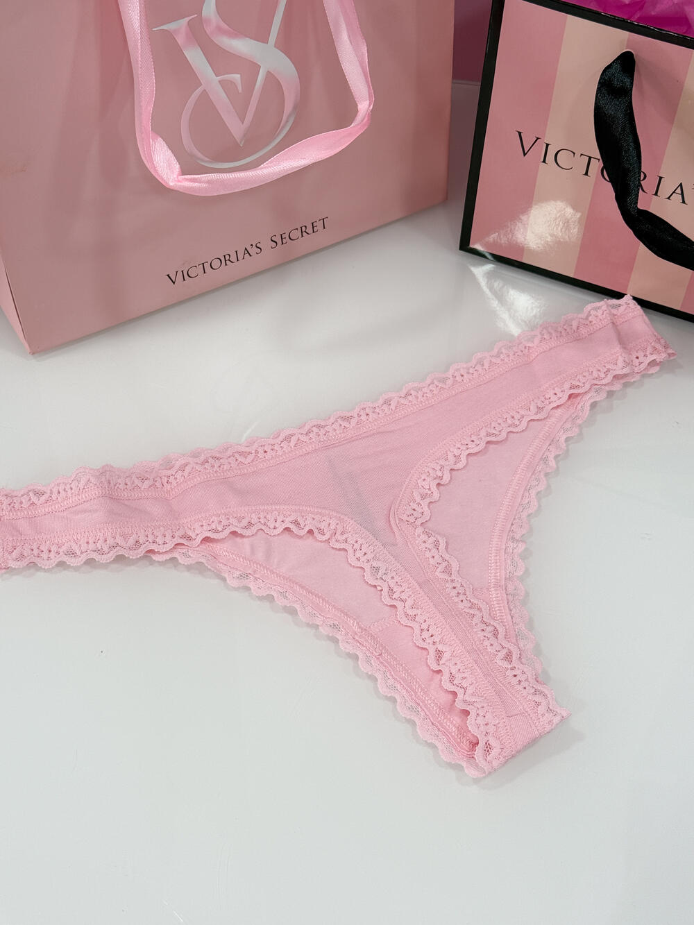 Cotton Lace-Waist Thong розмір S рожеві 