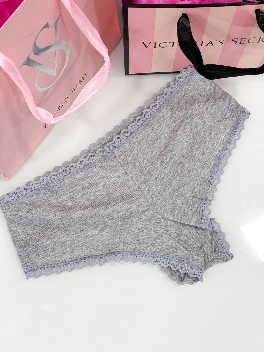 Cotton Lace-Waist Cheeky Panty розмір S сірі 