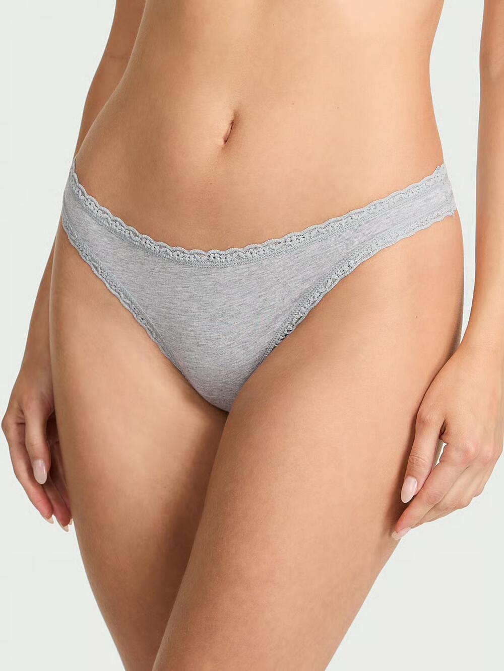 Cotton Lace-Waist Thong розмір S Heather Grey (1NG0) 
