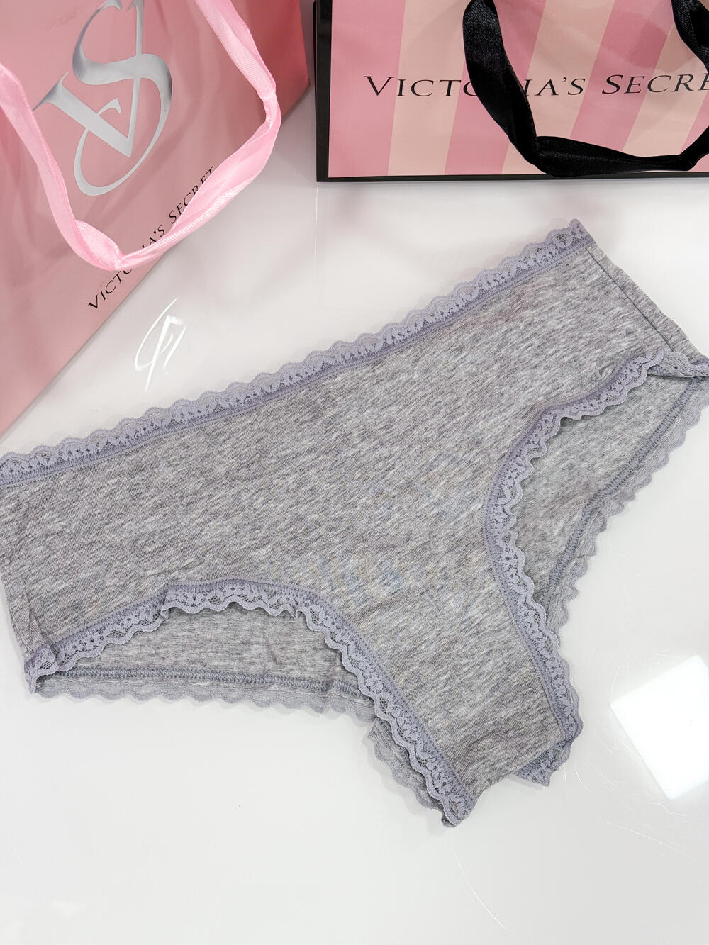 Cotton Lace-Waist Cheeky Panty розмір S сірі 
