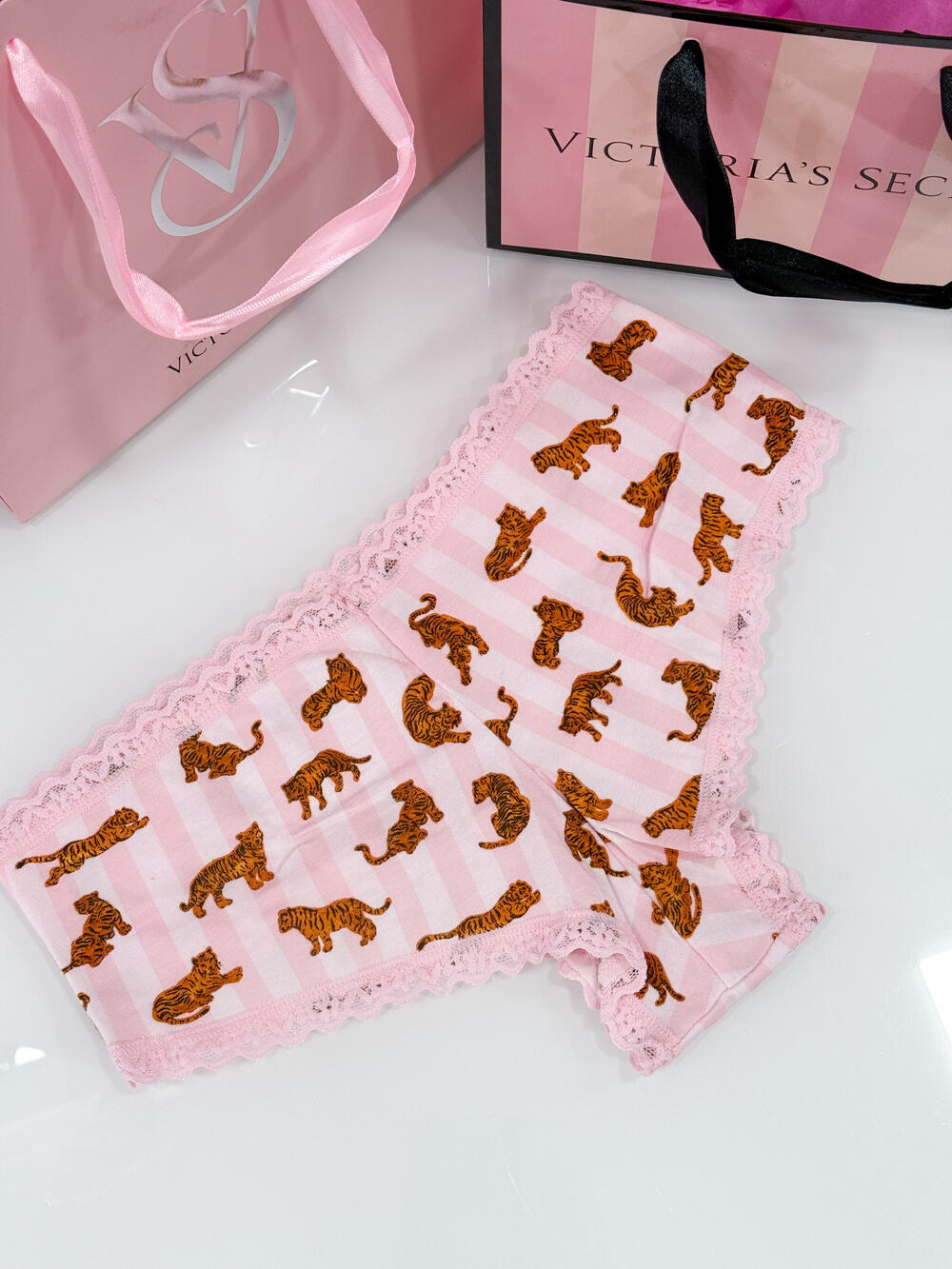 Cotton Lace-Waist Cheeky Panty розмір S рожеві з леопардом 