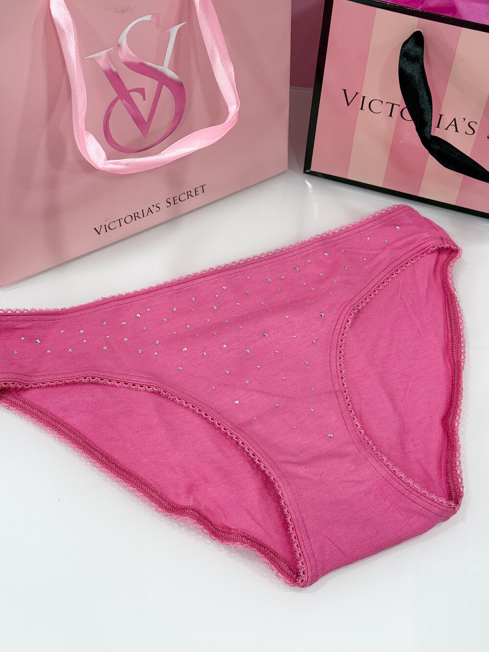 Stretch Cotton Bikini Panty розмір М фуксія зі стразами 