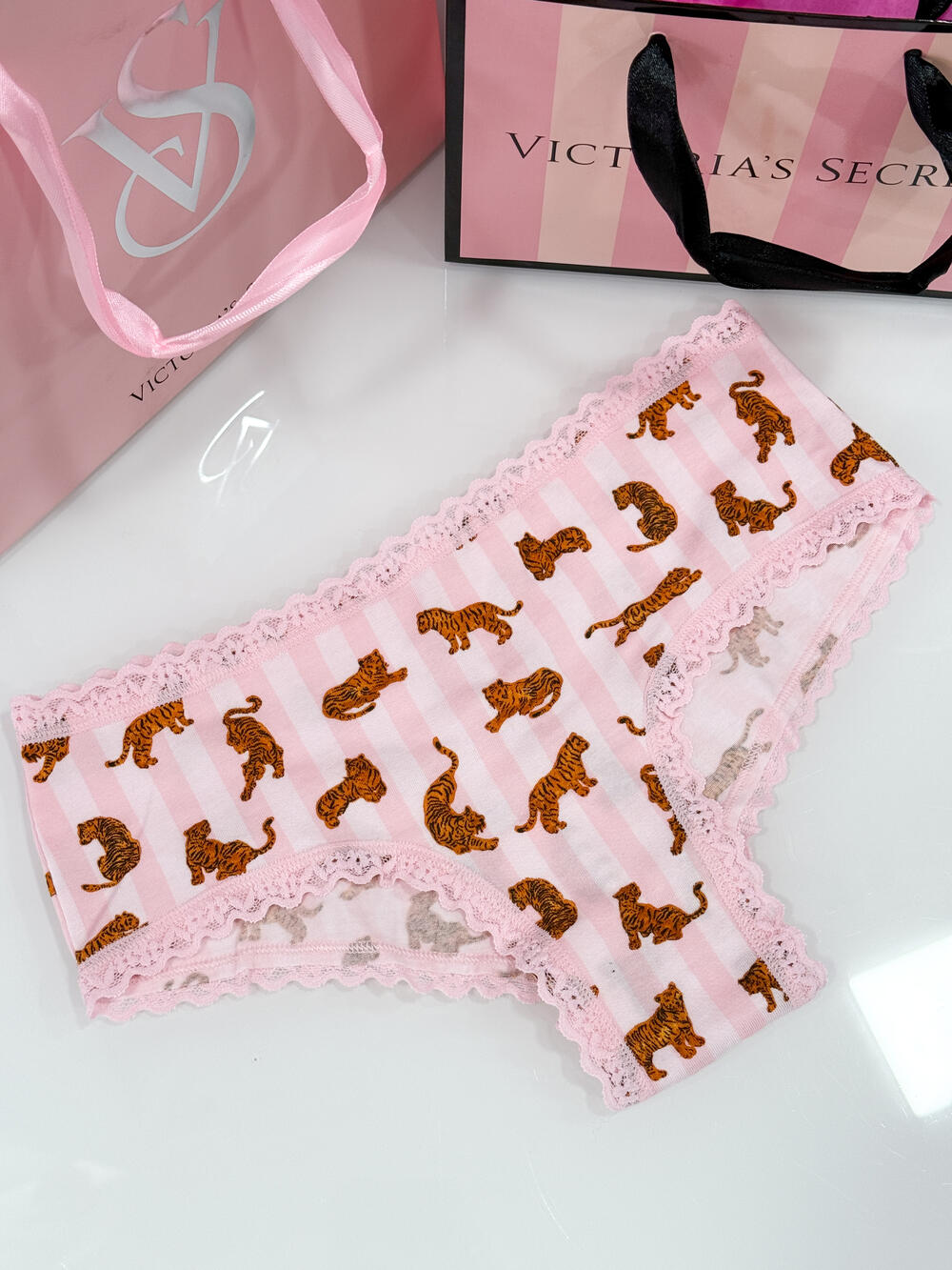 Cotton Lace-Waist Cheeky Panty розмір S рожеві з леопардом 