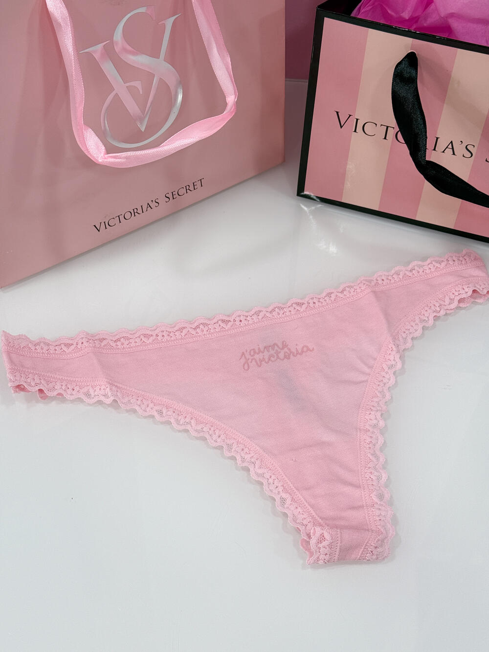 Cotton Lace-Waist Thong розмір М рожеві 