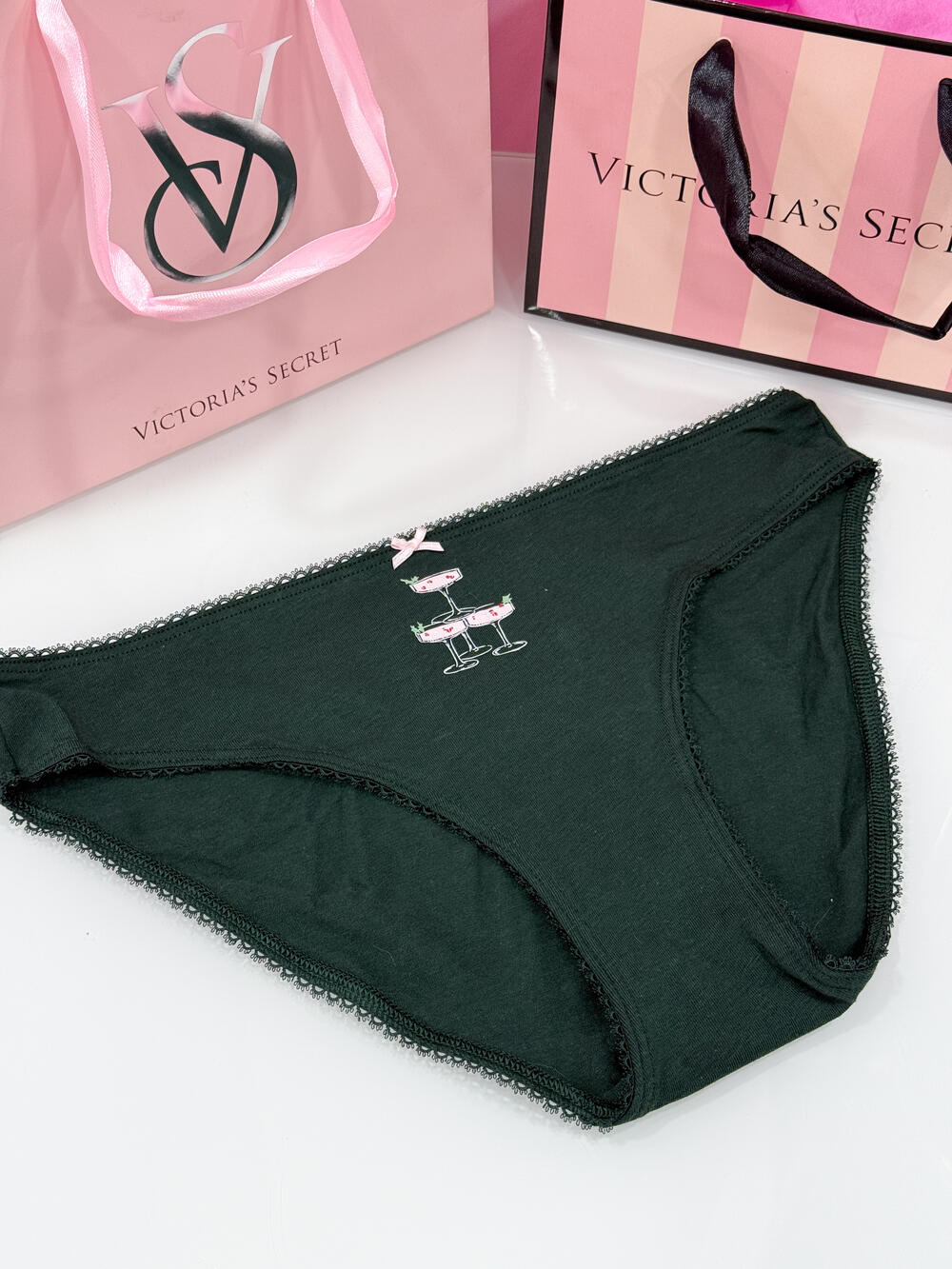 Stretch Cotton Bikini Panty розмір S ізумрудні з келихами 