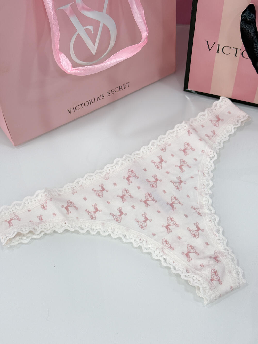 Cotton Lace-Waist Thong розмір S білі з рожевим 